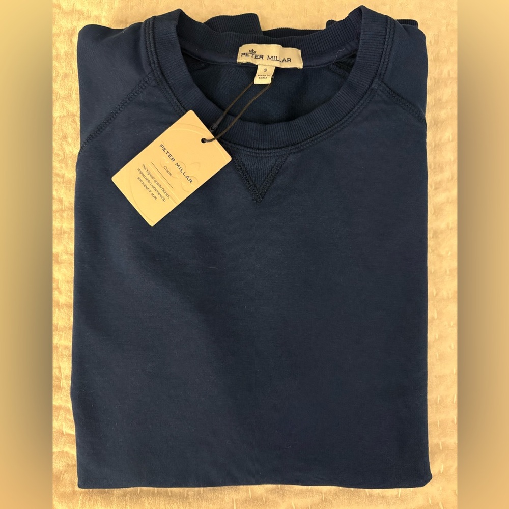 NWT Peter Millar Men's Navy Crown Crewneck Sweatshirt